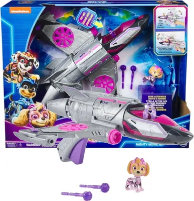 Produktbild von PAW Patrol : Der Mighty Kinofilm, Skyes Deluxe Superhelden-Jet inkl. Skye Figur, Licht und Geräuschen, Spielzeug geeignet für Kinder ab 3 Jahren, Flugzeug, PAW Patrol, 3 Jahr(e), AAA, Kunststoff, Pink, Violett, Silber