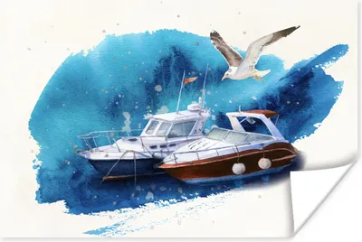 Produktbild von MuchoWow® Poster Boot - Vogel - Meer 30x20 cm - Plakate - Print