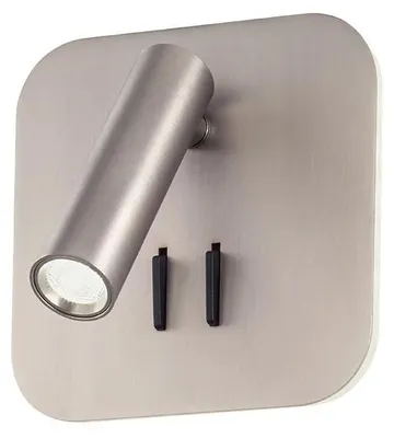 Produktbild von RedoGROUP 01-2978 QUDA Wandstrahler mit Schalter LED 6+3W/330+135lm 3000K Satin Nickel
