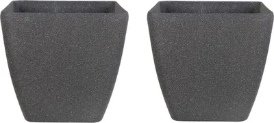 Obrázek produktu pro BELIANI Sada 2 květináčů tmavé šedé odolné směs kamene Polyresin Čtvercové 34 x 34 cm Odolné vůči UV záření