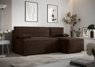 Produktbild von Ecksofa Alvito, Farbe: Braun. Material: Bouclé. A: B: 212 cm,H: 85 cm, T: 105 cm, Eckcouch, Schlafcouch, Sofa bed, Schlafsofa