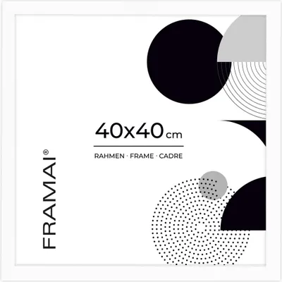 Obrázek produktu pro Rám na fotografie FRAMAI® 40 x 40 cm, bílý, MDF, ekologický rám s nerozbitným plexisklem, závěs