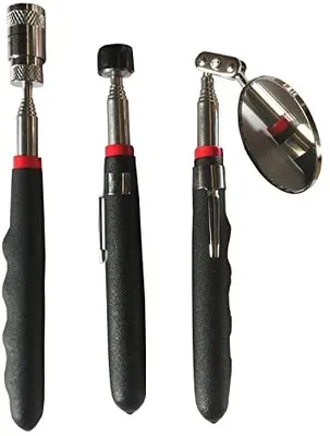 Produktbild von 3 teiliges Teleskop Werkzeug Set Spiegel Led Lampe Magnetstab Pick up Tools