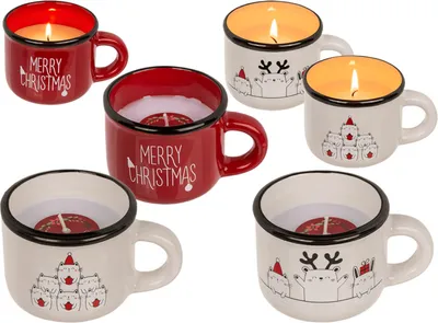 Produktbild von Out of the Blue Christmas Candle in Mug - Reindeer Cats