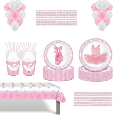 Obrázok produktu pre Párty riad 70 kusov - sada riadu na narodeninovú oslavu - sada dezertných tanierov - príslušenstvo na oslavu babyshower - pre 8 hostí - svadobná narodeninová oslava babyshower