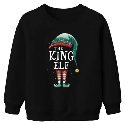 Produktbild von King Elf Weihnachten Partnerkostüm - Weihnachten Kinder Sweatshirt Pullover, Schwarz, 104