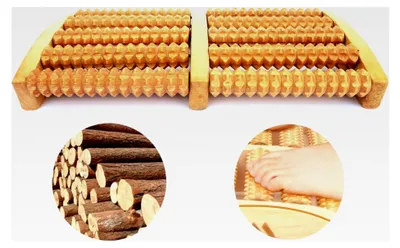 Produktbild von Fußmassagegerät aus Holz mit Lymphdrainage und manueller Entspannungslösung