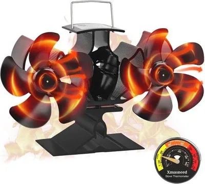 Immagine prodotto di Ventilatore doppio per stufe a legna con 10 pale - Funzionamento silenzioso ed efficienza migliorata