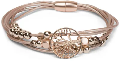 Produktbild von styleBREAKER Armband mit feinen Bändern, Lebensbaum Anhänger und Schmuckperlen, Magnetverschluss, Armschmuck, Schmuck, Damen 05040135