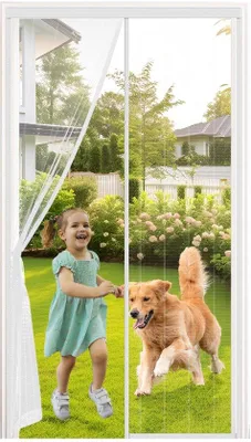 Productafbeelding van Ibenzoa® Magnetische insectenwering voor deuren, zelfsluitend – scheurvast glasvezelweefsel, 3,8 cm klittenband voor balkon- en terrasdeuren