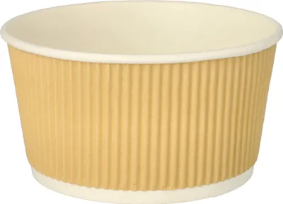 Produktbild von Suppenbecher, Pappe rund 520 ml Ø 11 cm · 8,4 cm braun/weiss Ripple Wall
