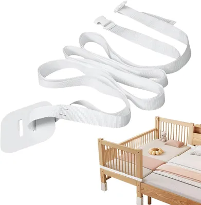 Produktbild von Befestigungsgurt für Beistellbetten, 8m x 2,6cm, Verstellbar und Universell Einsetzbar (Weiß)