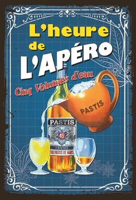 Imagen del producto de Letrero de metal, 20 x 30 cm, "Hora de aperitivos", para la cocina