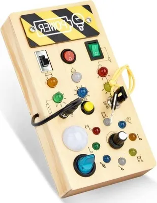 Produktbild von Aktivitätstafel mit LED-Lichtschalter – Montessori-Spielzeug aus Holz – Baby-Reisespielzeug – Sensoriktafel – 1–5 Jahre – Lehrreich – Kleinkinder ab 1 Jahr – Kinder ab 1 Jahr