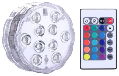 Produktbild von 2 Stück Unterwasser LED Leuchte IP68 wasserdicht 13 LEDs Poolleuchte mit Fernbedienung RGB 16 Farben für Teich Aquarium