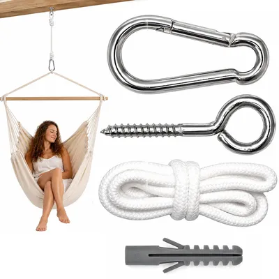 Produktbild von Hängematten Befestigung bis 160kg - mit Karabiner und Schrauben