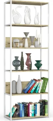 Image de Étagère métallique 70 cm TOMIRAN - blanc / chêne artisan
