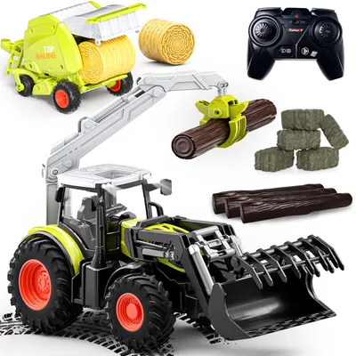 Produktbild von RC-Traktor Ferngesteuerter Traktor mit Anhänger, Ballenwagen und Holztransporter