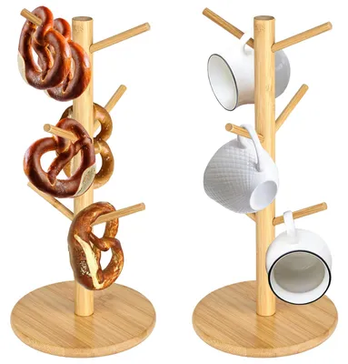 Image de 2 présentoirs à bretzels en bois à 6 branches, ronds