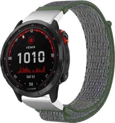 Produktbild von Strap-it Garmin Fenix 7 Nylonarmband (Grün)