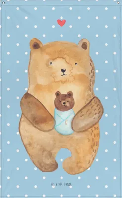 Produktbild von Mr. & Mrs. Panda Tapestry Bär Baby - Blau Pastell - Geschenk, Wandtuch, Wandbild, Eltern, Mutter, Geburt, Gobelin, Geburtstag, Wandteppich, Teddy, Hängedeko, Taufe