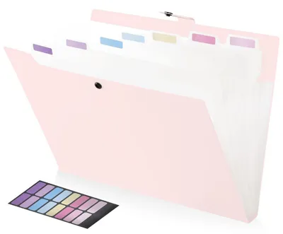 Obrázek produktu pro Složka A4 s 8 přihrádkami, obal na dokumenty, růžová barva