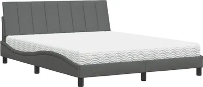 Produktbild von Bett mit Matratze "Hanko" Dunkelgrau 160x200 cm Stoff