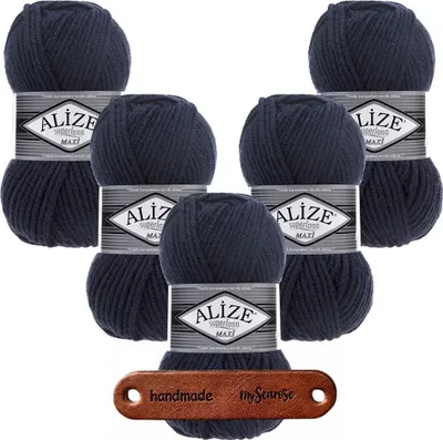Produktbild von 5 x ALIZE Superlana Maxi 58 Navy mit Label
