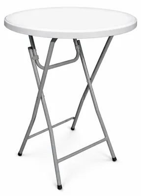 Obrázek produktu pro Skládací barový bistro stolek Ø 80 cm, výška 110 cm – bílá HDPE deska, ocelový rám