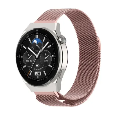 Produktbild von Strap-it Milanese - Kompatibel mit Huawei Watch GT 3Armband 46mmHochwertiger Edelstahlhuawei watch elegant Armband mit Magnetverschluss für 22mmArmband Rosa