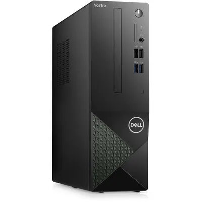 A black Dell Vostro desktop computer tower is shown against a white background.