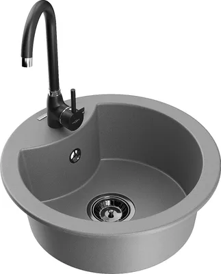 Image de Evier en granit Diego avec mitigeur Telma, gris (6512-71-670200-70-B)
