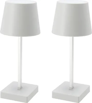 Produktbild von 2er Set Tischleuchte mit Touchfunktion Warmweiß USB Nachttischlampe Weiß Aufladbar Helligkeit regulierbar Schreibtischlampe Dimmbar