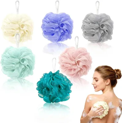 Produktbild von 6 Stück Masche Schäumend Duschschwamm Körper, Badeschwamm Bunt, Weich Langlebig Duschnetz Loofah, Waschschwamm Körper, Shower Sponge, Körperschwamm Schwamm Dusche für Körperpeeling, Reinigen, Massage