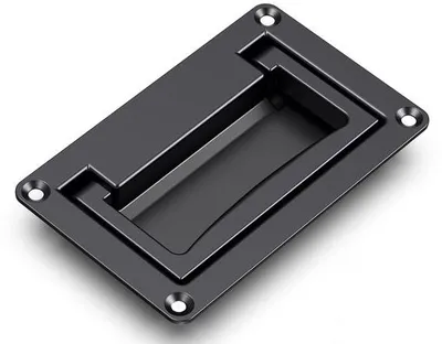 Produktbild von Unyqoos® Versenkbarer Einbaugriff schwarz, Zinklegierung 11×7×2 cm – für Schubladen & Türen, geräuschgedämpft, sandverchromte Oberfläche