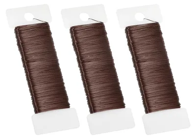 Blumen-Paddeldraht, 3 Rollen à 35 m, 0,4 mm, Eisen, kaffeebraun