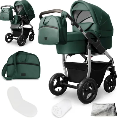 Produktbild von Bergsteiger Capri Kombikinderwagen 2-in-1 ohne Babyschale – Babywanne & Sportsitz, Luftreifen, Federung, höhenverstellbarer Griff, faltbar, Zubehör