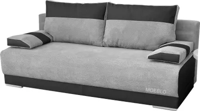 Produktbild von Sofa mit Schlaffunktion und Bettkasten, Couch für Wohnzimmer, Schlafsofa Federkern Sofagarnitur Polstersofa Wohnlandschaft mit Bettfunktion - 196 x 92 x 85 - Nisa (Grau + Schwarz)