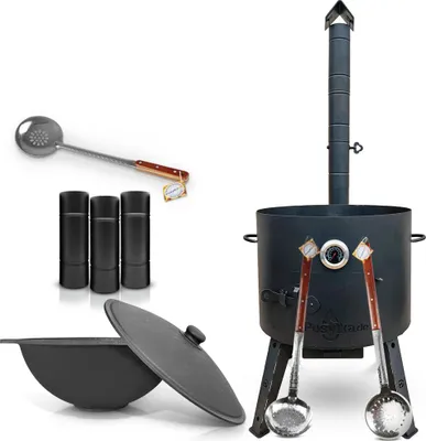 Produktbild von Feuerofen Utschak Ø 49 cm. mit Gusseisen Kazan 22 L Kasan Казан Учак Учаг Uchag