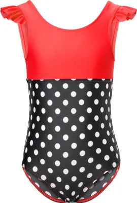 Produktbild von Mädchen Badeanzug schnelltrocknend einteilig UV 50 MS10-443 (Rot/Schwarz/Dots, 104)