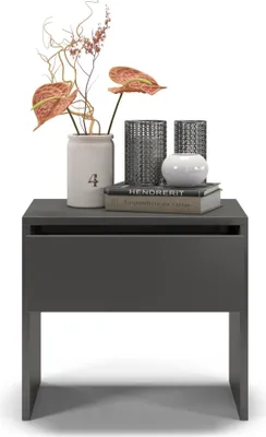 Zdjęcie produktu dla regalik szafka nocna PARI z jedną szufladą 50x45x35 cm - Szafka nocna z szufladą z prowadnicami kulkowymi Tip on - Szafka nocna Modern Design w kolorze grafitowym