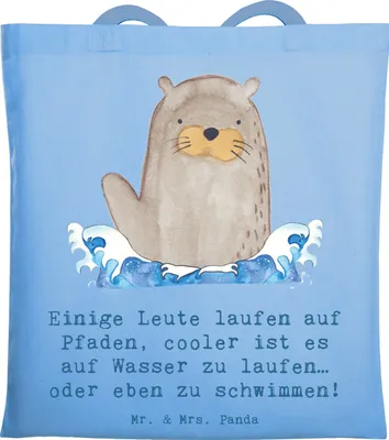 Produktbild von Mr. & Mrs. Panda Tote Bag Schwimmen Pfade - Sky Blue - Geschenk, Schwimmbad, Tasche, Sport, Laptoptasche, Schultasche, Shopping, Teamsport, Sportler, Schwimmer, Wasser