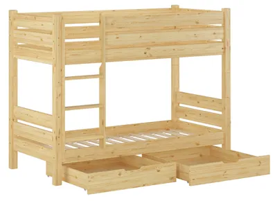 Produktbild von Teilbares Stockbett massiv Kiefer 90x200 Etagenbett Nische 80 cm Zubehör wählbar V-60.16-09T80Rollrost. Matratzen und Doppelbettkasten inkl.