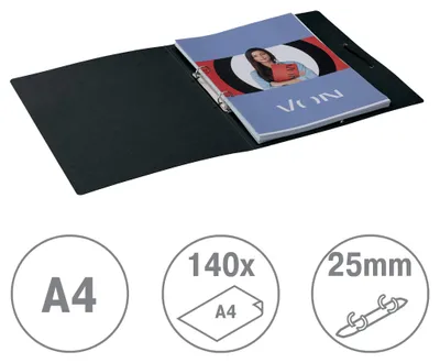 Produktbild von Leitz Ringbuch A4 2 Ringe Gummiband 25mm 140 Blatt Schule Studium 5x Schwarz