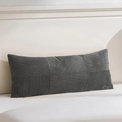Produktbild von Kissenbezug Dunkelgrau 40x145 cm Kordsamt Dekokissenhülle Boho Sofakissen (Ohne Füllung)