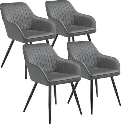 Produktbild von tectake® Esszimmerstuhl Marilyn gepolstert, in Samtoptik, gesteppt 58 x 62 x 82 cm
