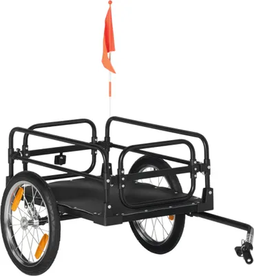 Image de HOMCOM Remorque pliable pour vélo en acier roues 16 pouces charge max. 40 kg avec barre d'attelage universelle