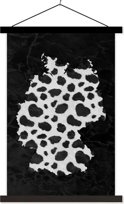 Produktbild von MuchoWow® Textilposter Karte - Deutschland - Pantherdruck 60x90 cm mit schwarzem Rahmen - Poster Wohnzimmer