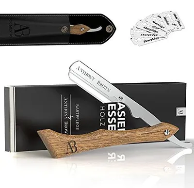 Produktbild von Anthony Brown Rasiermesser Holzgriff mit Wechselklinge und Etui, Silber
