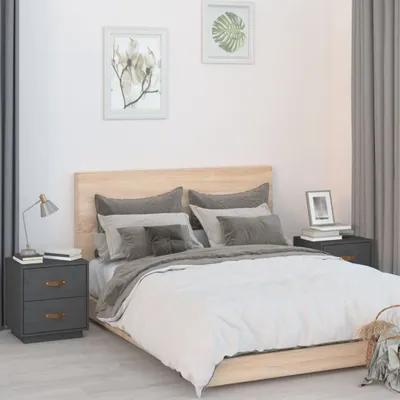 Produktbild von vidaXL Nachttische 2 Stk. Grau 40x34x45 cm Massivholz Kiefer